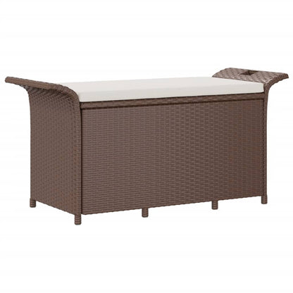 Tuinbank Met Kussen 116X46X57 Cm Poly Rattan Bruin