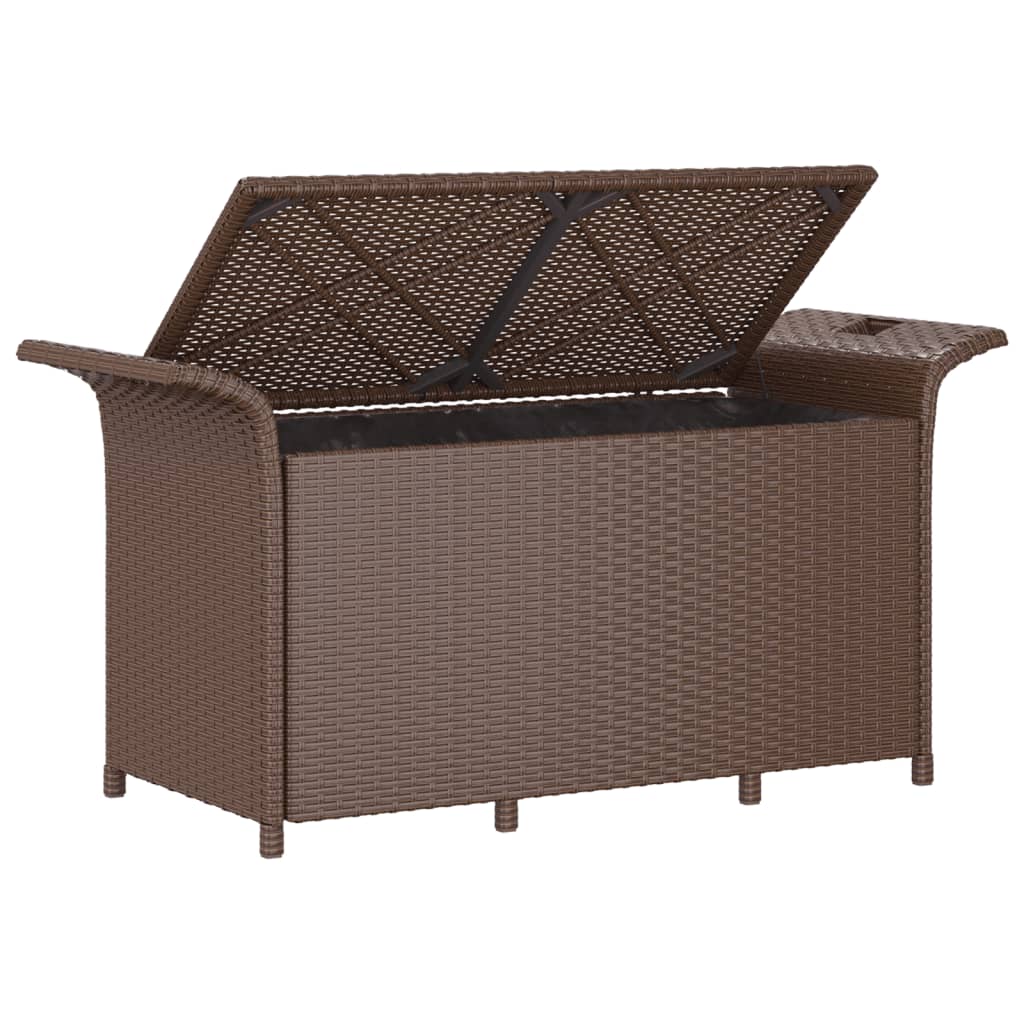 Tuinbank Met Kussen 116X46X57 Cm Poly Rattan Bruin