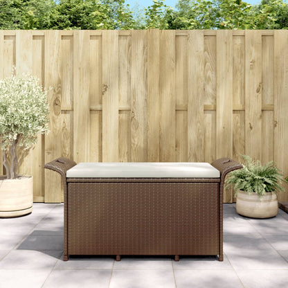 Tuinbank Met Kussen 116X46X57 Cm Poly Rattan Bruin