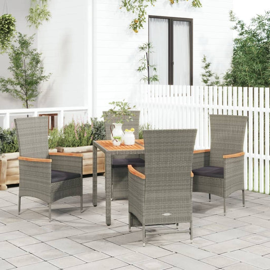 5-Delige Tuinset Met Kussens Poly Rattan Grijs