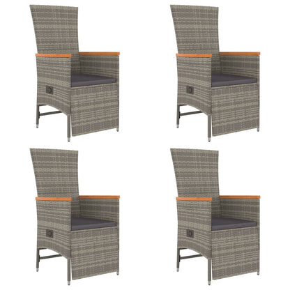 5-Delige Tuinset Met Kussens Poly Rattan Grijs