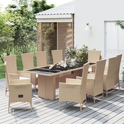 11-Delige Tuinset Met Kussens Poly Rattan Beige