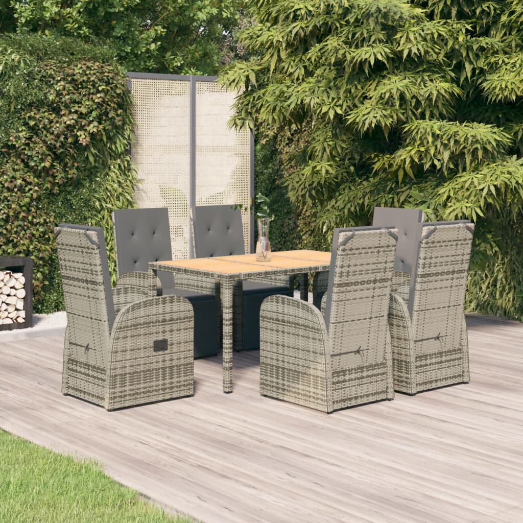 5-Delige Tuinset Met Kussens Poly Rattan Grijs