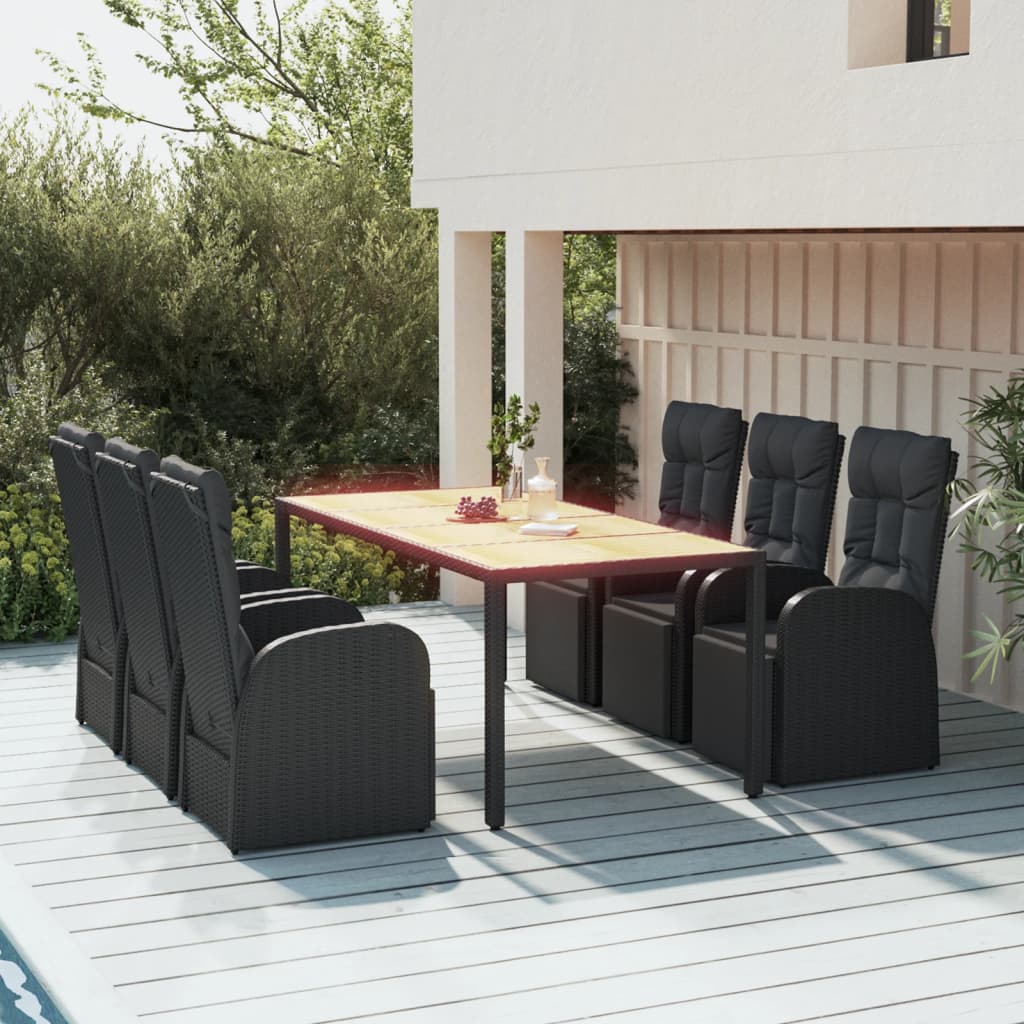 Tuinset Poly Rattan En Massief Acaciahout Zwart