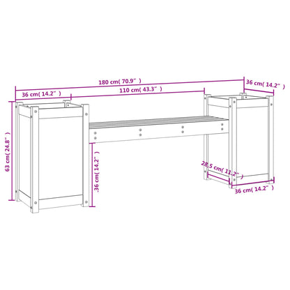 Bankje Met Plantenbakken 180X36X63 Cm Grenenhout Honingbruin