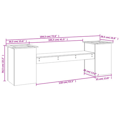 Bankje Met Plantenbakken 184,5X39,5X56,5 Cm Grenen Honingbruin