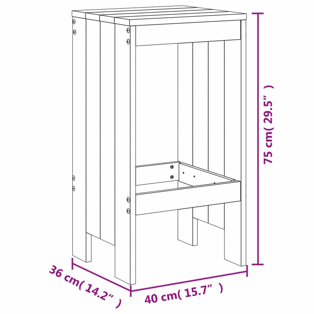 Barkrukken 2 St 40X36X75 Cm Massief Grenenhout Wit