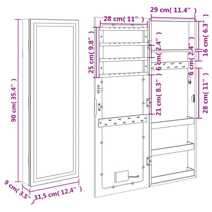 Sieradenkast Met Spiegel En Led Wandgemonteerd Wit