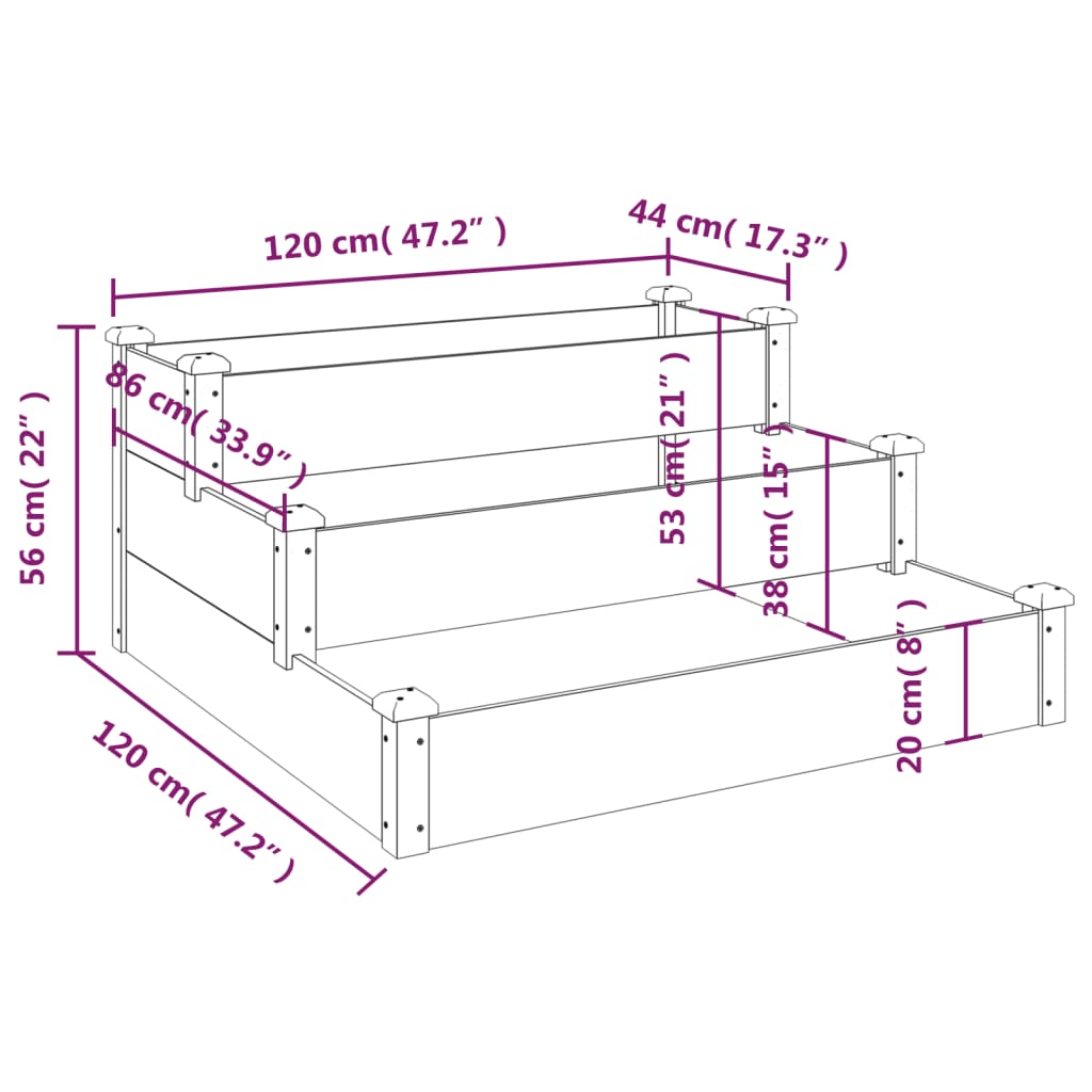 Plantenbak Verhoogd 120X120X56 Cm Massief Vurenhout