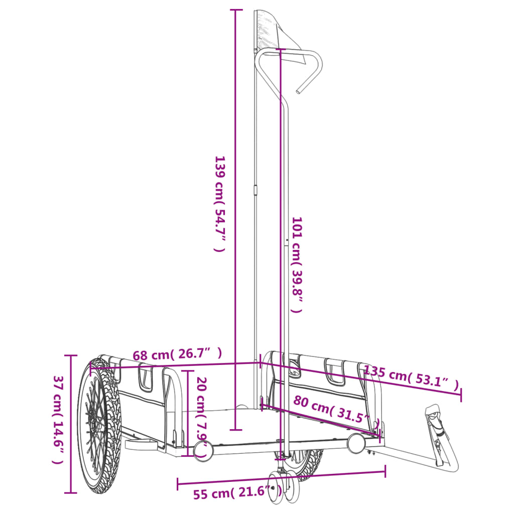 Fietstrailer Oxford Stof En Ijzer En Zwart