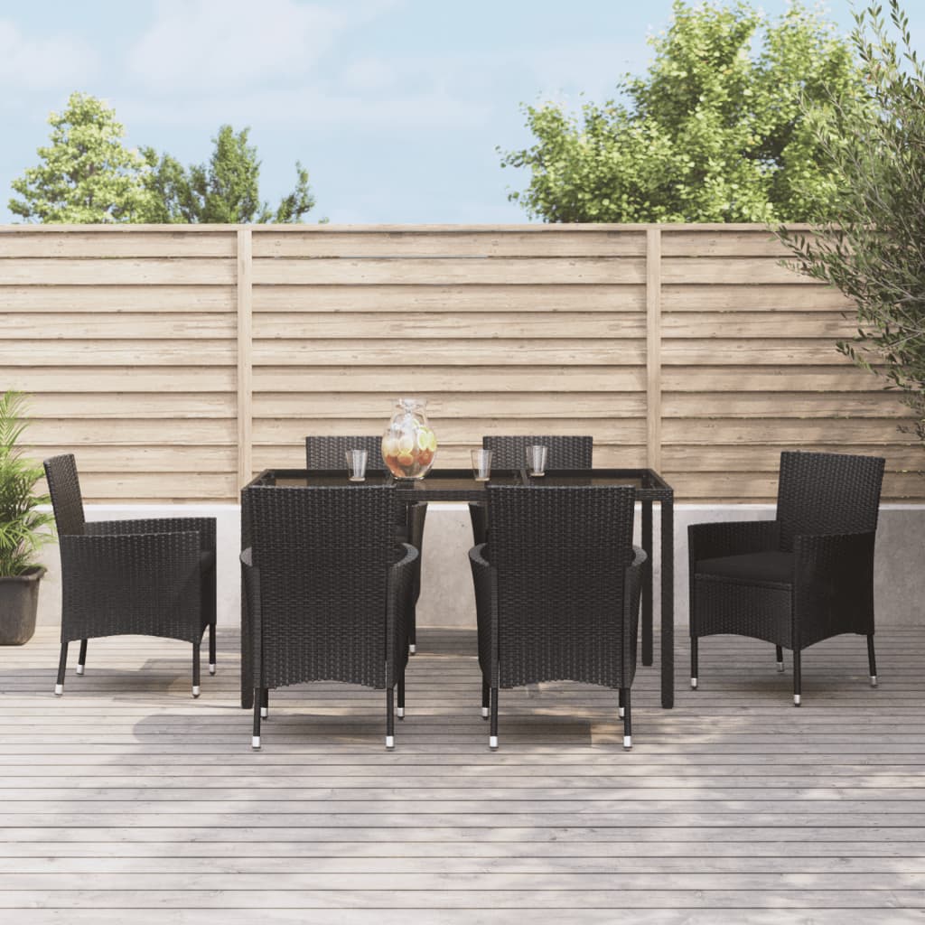 9-Delige Tuinset Poly Rattan Zwart