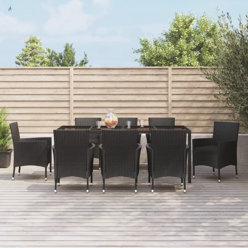 9-Delige Tuinset Poly Rattan Zwart