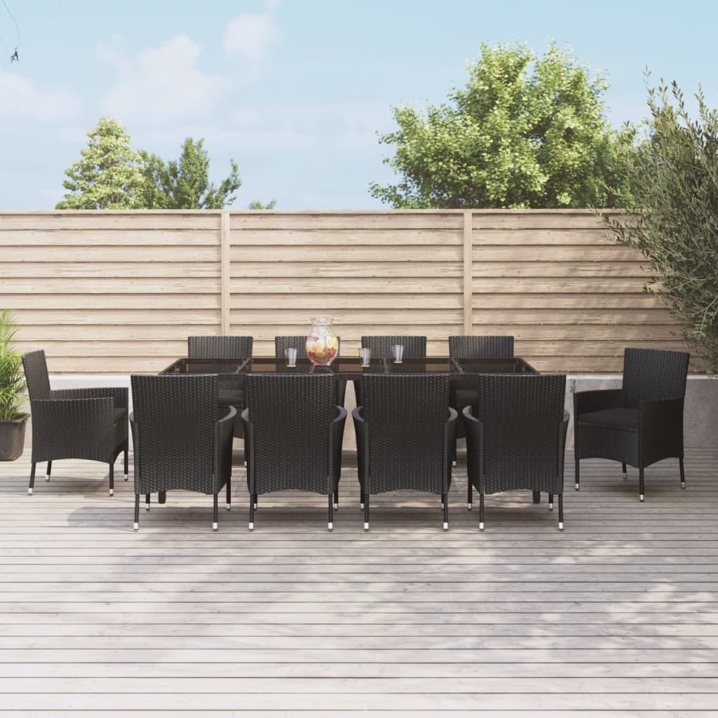 9-Delige Tuinset Poly Rattan Zwart