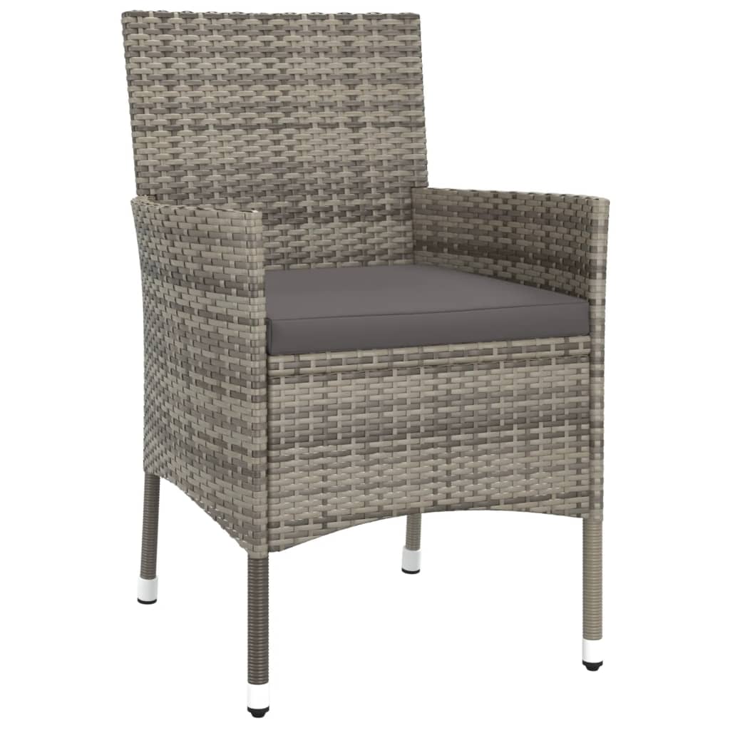 3-Delige Tuinset Met Kussens Poly Rattan Grijs