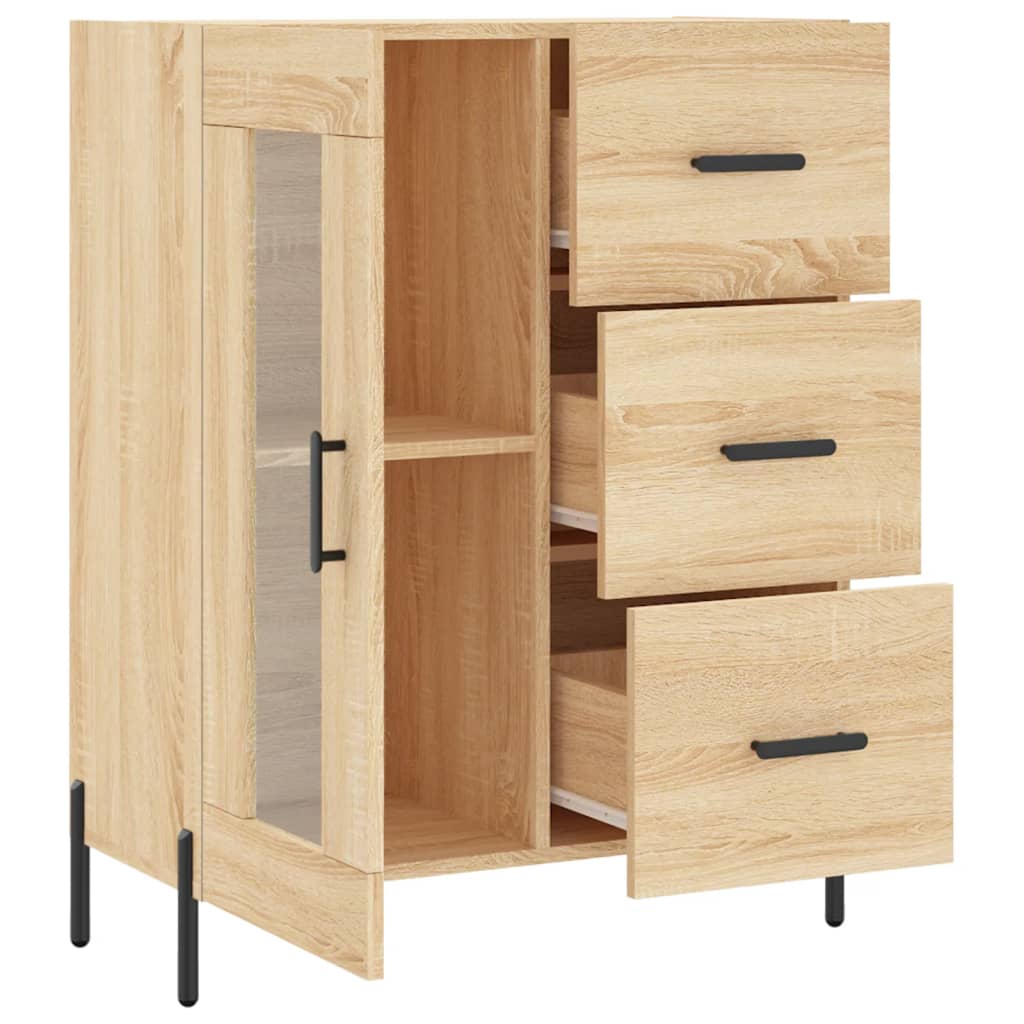 Dressoir 69,5X34X90 Cm Bewerkt Hout Sonoma Eikenkleurig