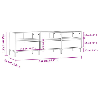 Tv-Meubel 150X30X44,5 Cm Bewerkt Hout Zwart