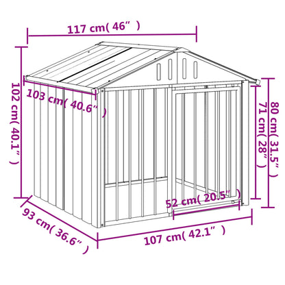 Hondenhok Met Dak 117X103X102 Cm Gegalvaniseerd Staal Zwart