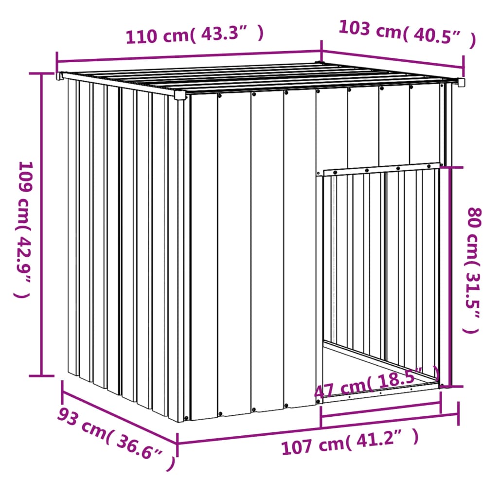 Hondenhok Met Dak 110X103X109 Cm Gegalvaniseerd Staal