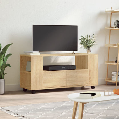 Tv-Meubel Met Wielen 102X34,5X43 Cm Bewerkt Hout