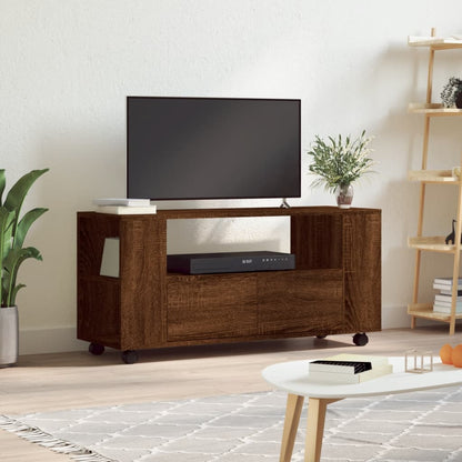 Tv-Meubel Met Wielen 102X34,5X43 Cm Bewerkt Hout