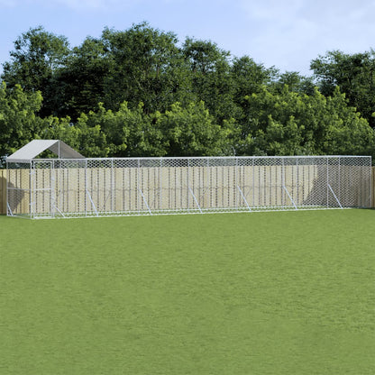 Hondenkennel Met Dak 6X2X2,5 M Gegalvaniseerd Staal Zilverkleur