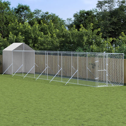 Hondenkennel Met Dak 2X2X2,5 M Gegalvaniseerd Staal Zilver