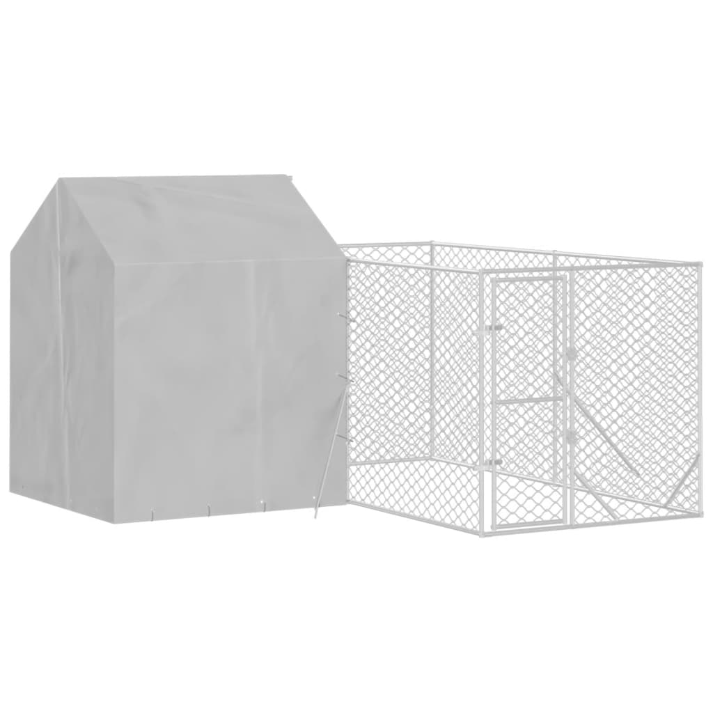 Hondenkennel Met Dak 4X4X2,5 M Gegalvaniseerd Staal Zilver