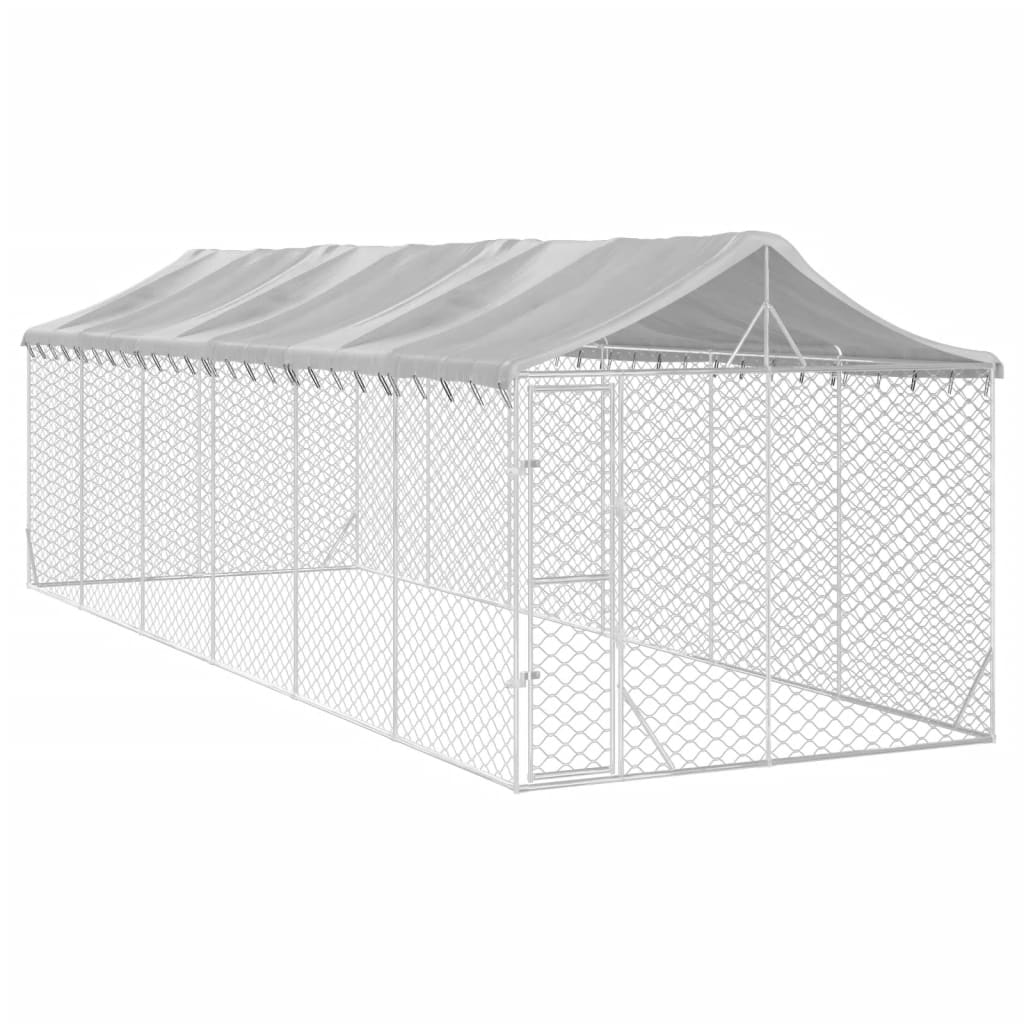 Hondenkennel Met Dak 3X9X2,5 M Gegalvaniseerd Staal Zilverkleur