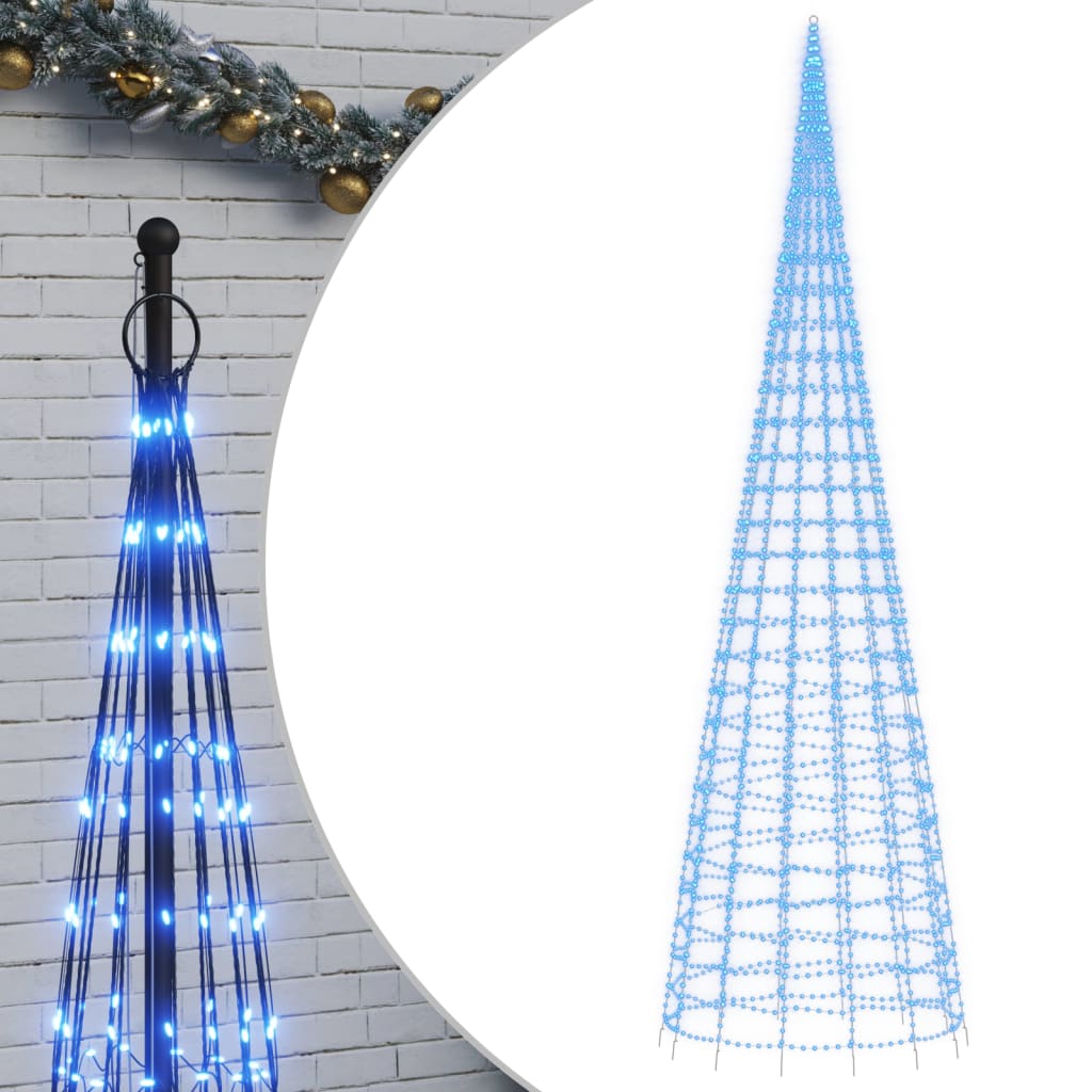 Led-Kerstboom Aan Vlaggenmast 3000 Led's Blauw