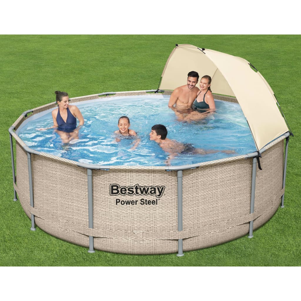 Bestway Power Steel Zwembadset Met Luifel 396X107 Cm