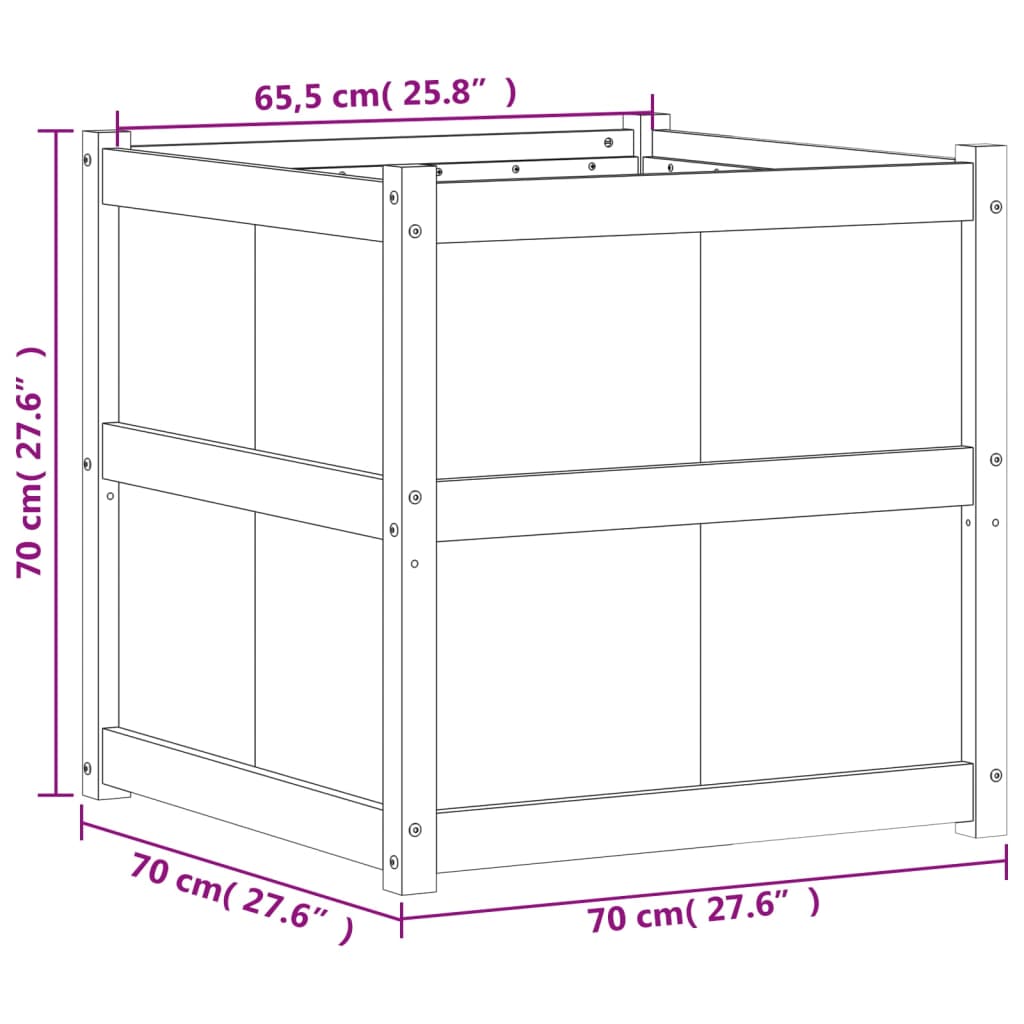 Plantenbak 70X70X70 Cm Massief Grenenhout Was