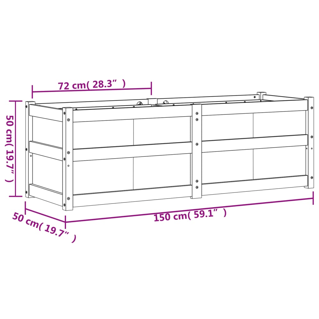 Plantenbak 150X50X50 Cm Massief Grenenhout Wasbruin