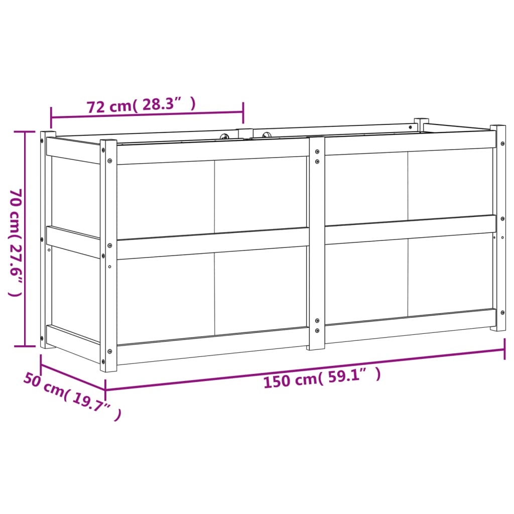 Plantenbak 150X50X70 Cm Massief Grenenhout Wasbruin