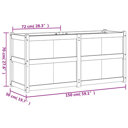 Plantenbak 150X50X70 Cm Massief Grenenhout Wasbruin