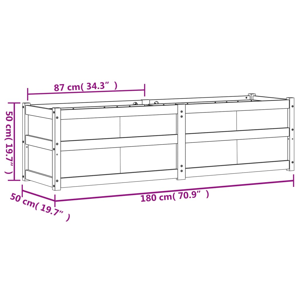 Plantenbak 180X50X50 Cm Massief Grenenhout Wasbruin