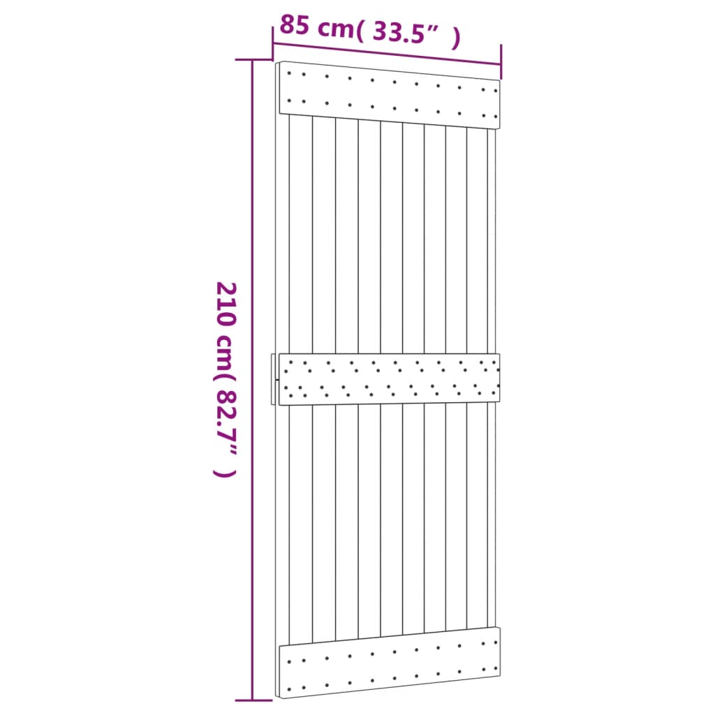 Schuifdeur Met Beslag 85X210 Cm Massief Grenenhout