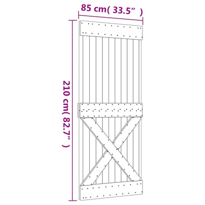 Schuifdeur Met Beslag 85X210 Cm Massief Grenenhout