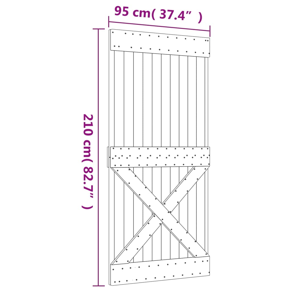 Schuifdeur Met Beslag 95X210 Cm Massief Grenenhout