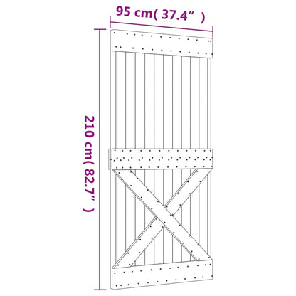 Schuifdeur Met Beslag 95X210 Cm Massief Grenenhout