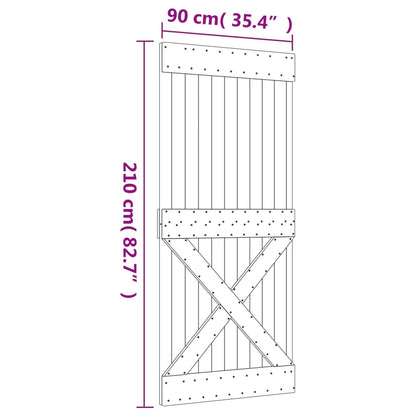 Schuifdeur Met Beslag 90X210 Cm Massief Grenenhout