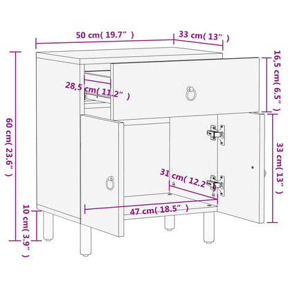 Nachtkastje 50X33X60 Cm Massief Mangohout