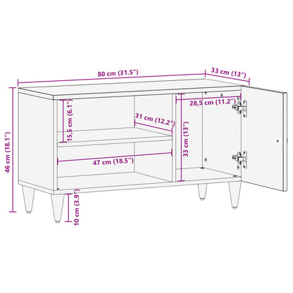 Tv-Meubel 80X33X46 Cm Massief Mangohout Beige