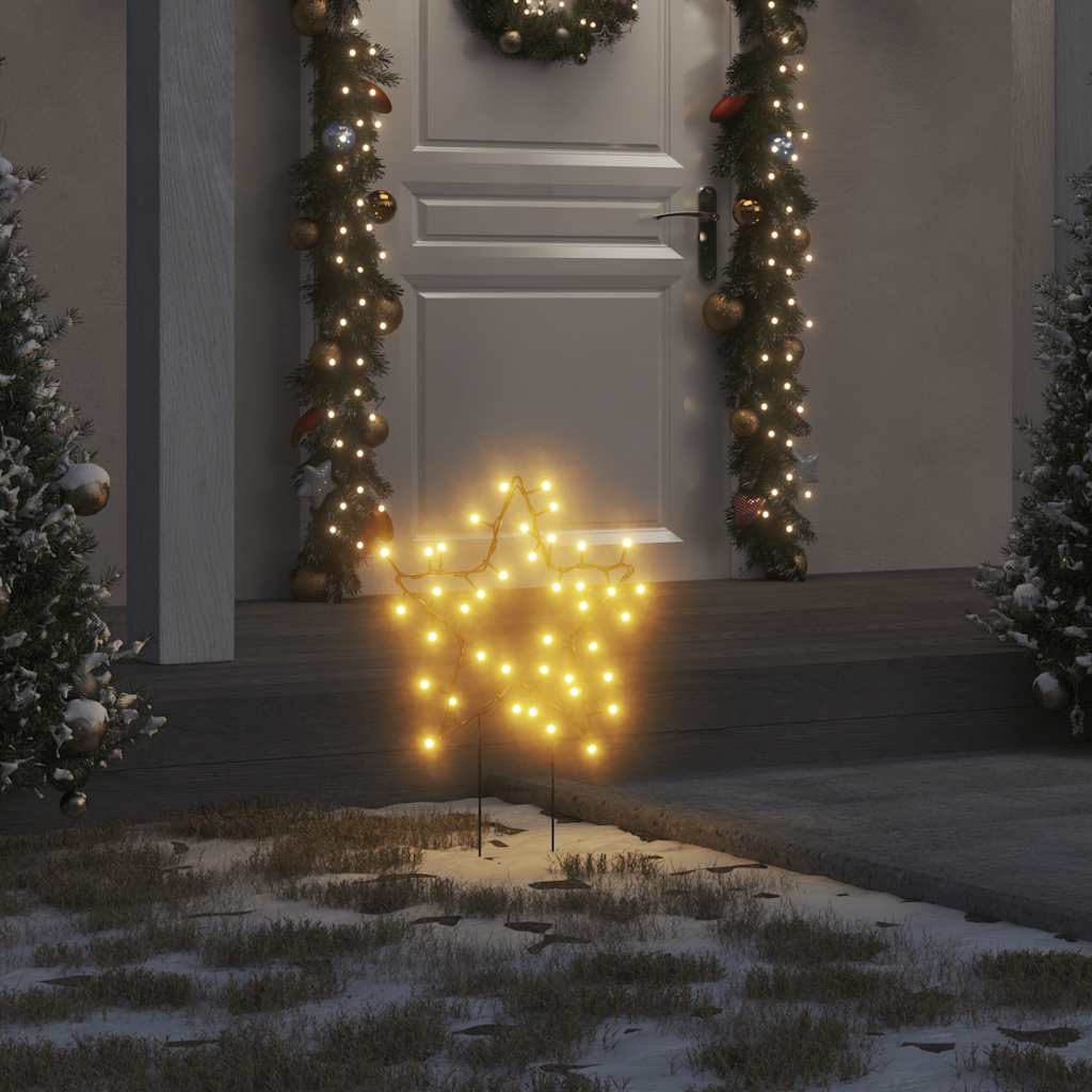 Kerstverlichting Ster Met Grondpinnen 50 Led's 29 Cm Zwart