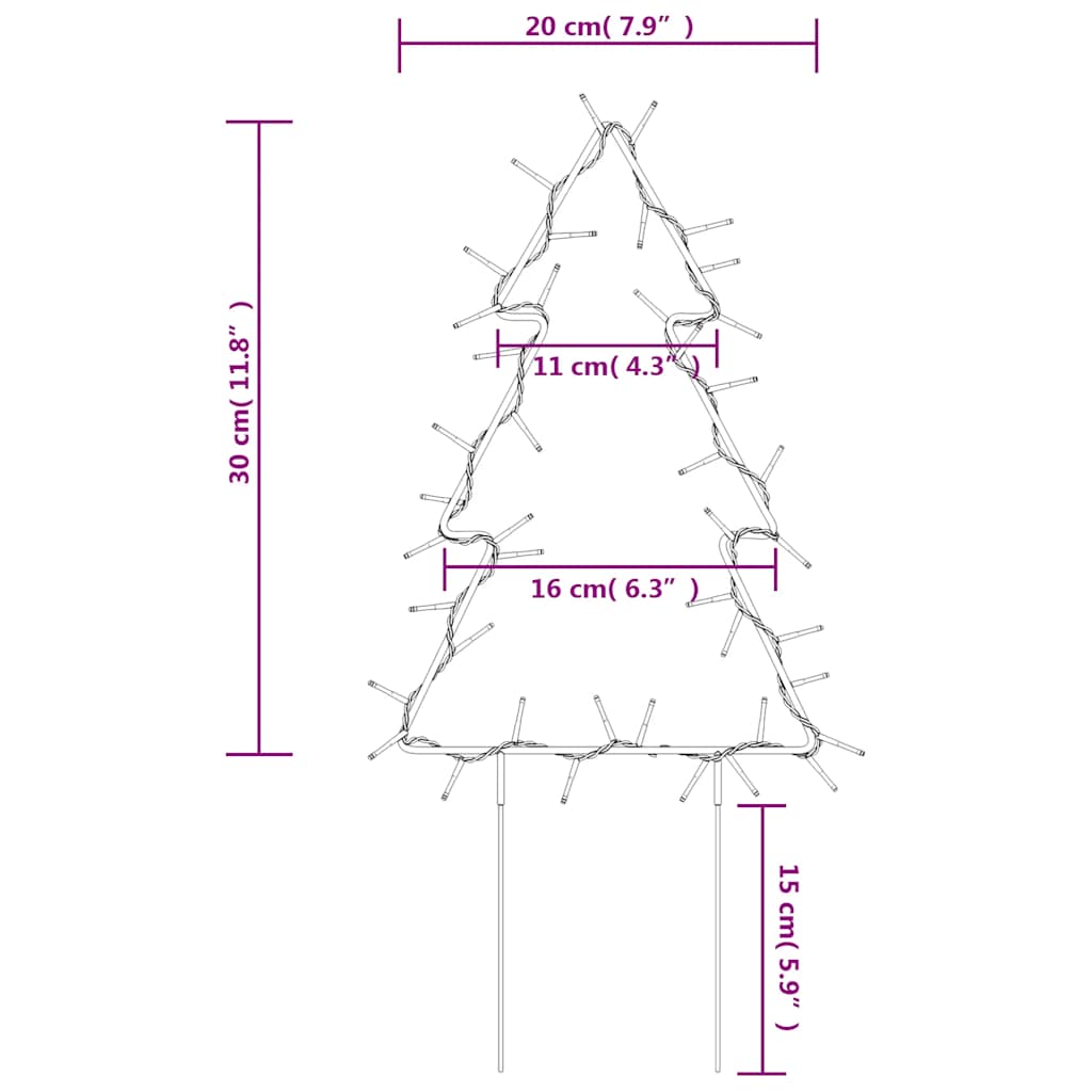 Kerstverlichting Kerstboom Met Grondpinnen 50 Led's 30 Cm Zwart