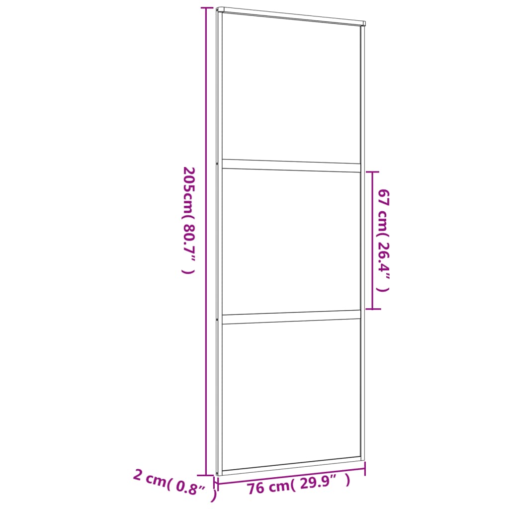 Schuifdeur 76X205 Cm Helder Esg-Glas En Aluminium Goudkleurig