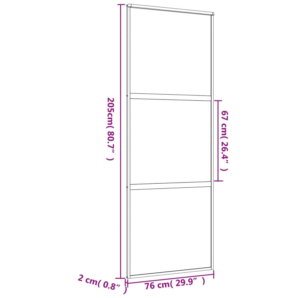 Schuifdeur 76X205 Cm Mat Esg-Glas En Aluminium Goudkleurig