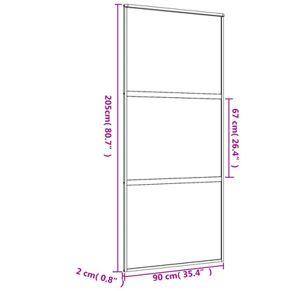 Schuifdeur 90X205 Cm Mat Esg-Glas En Aluminium Goudkleurig