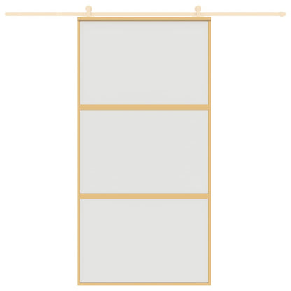 Schuifdeur 102,5X205 Cm Mat Esg-Glas En Aluminium Goudkleurig