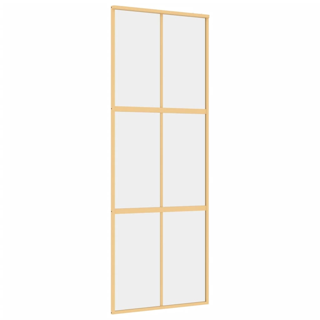 Schuifdeur 76X205 Cm Helder Esg-Glas En Aluminium Goudkleurig