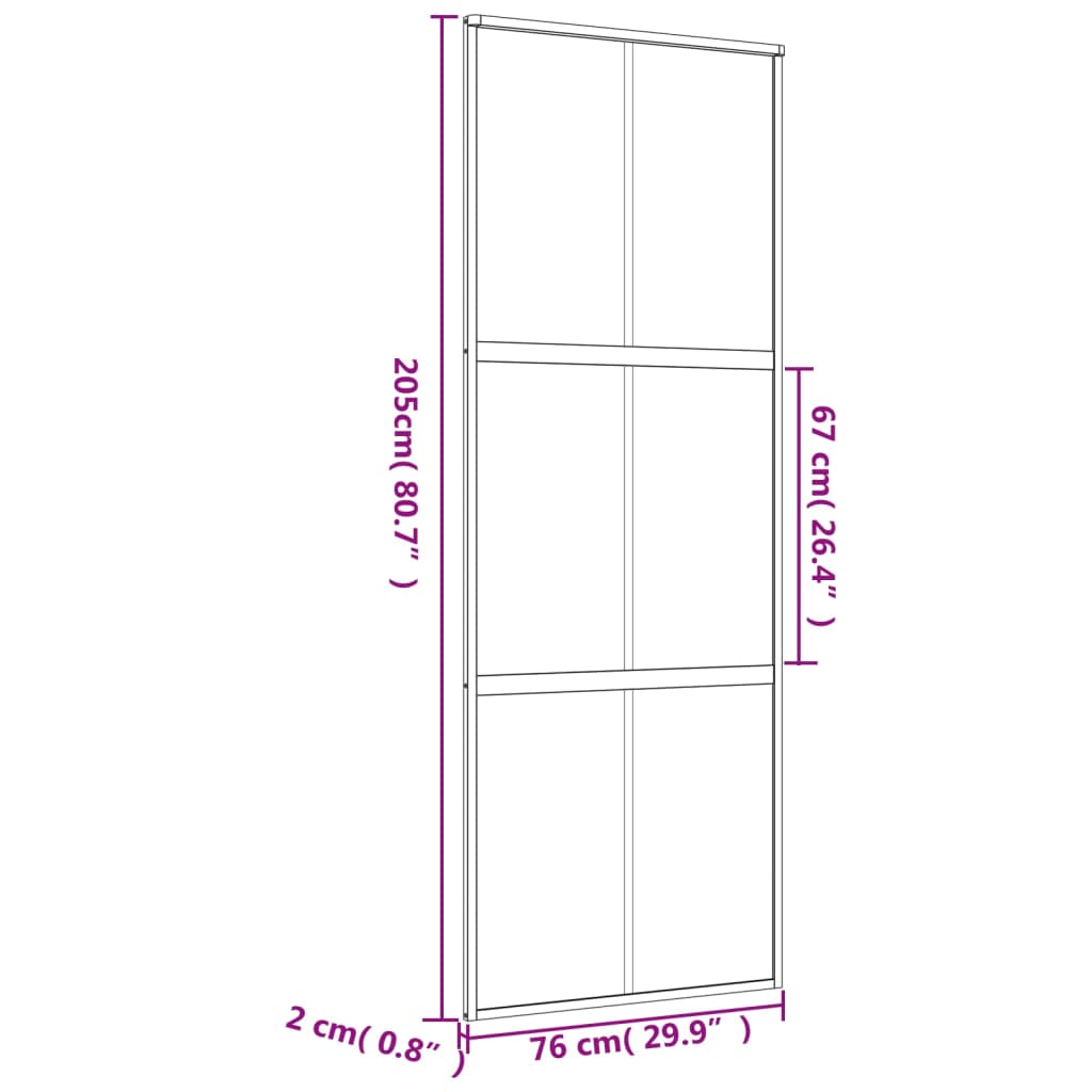 Schuifdeur 76X205 Cm Helder Esg-Glas En Aluminium Goudkleurig